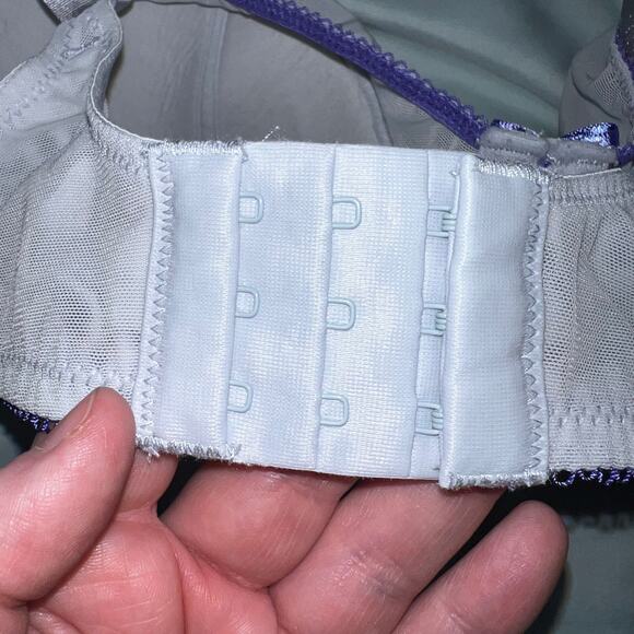 Adore Me Womens Balconette Bra Embroidered Floral Print Blue Lightly Lined 38DD - Picture 7 of 10